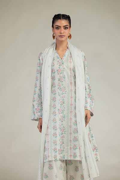 Floral V-Neck Kurta, image 1