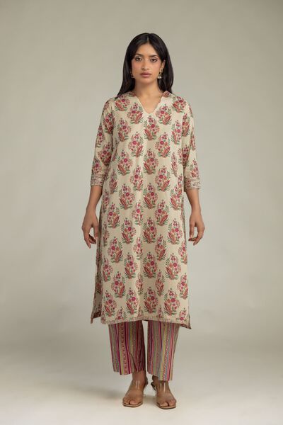 Embroidered Cambric Printed Cambric Pants