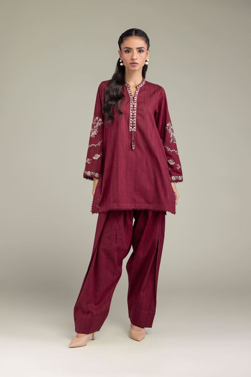 Solid Maroon Shalwar view 2