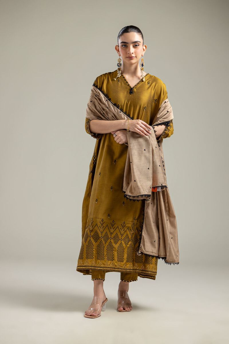 Beige Net Dupatta