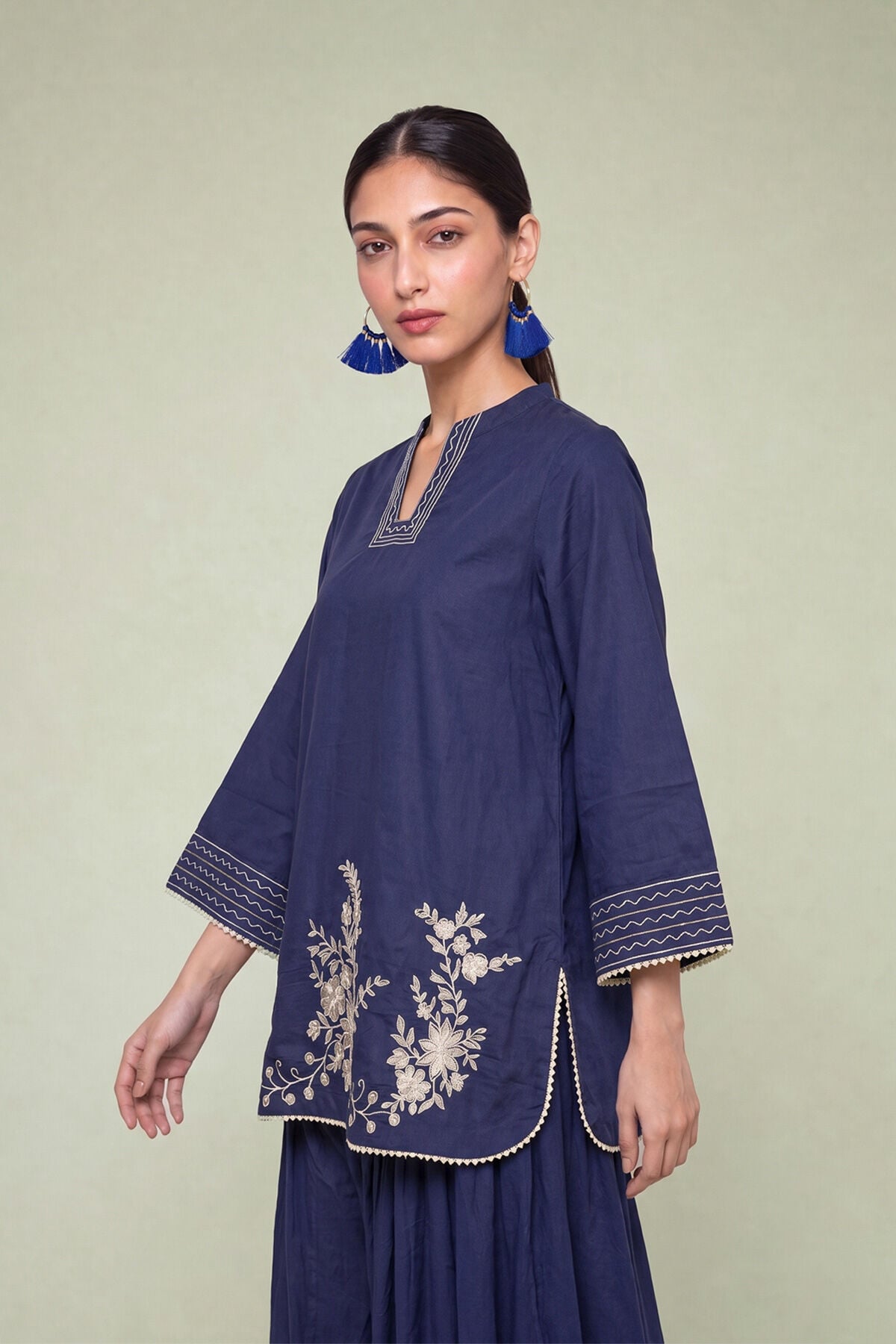 Khaadi - Floral Navy Kurta