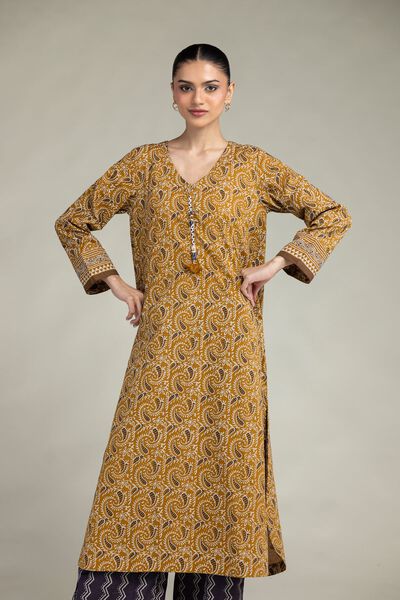 Paisley V-Neck Kurta, image 1