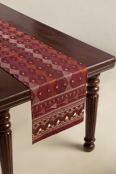 Dyed Embroidered Cotton Duck 16x84in Table Runner