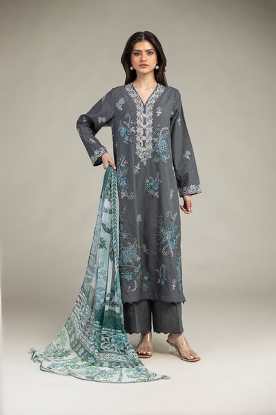 Embroidered Cambric Fabrics 3 Piece