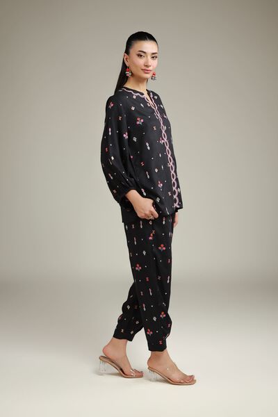 Embroidered Viscose Crepe Trousers