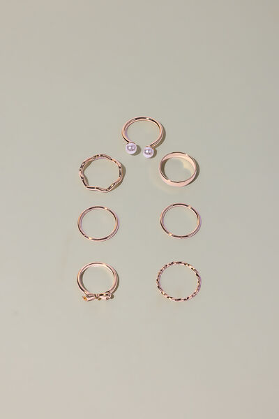 Embellished Metal Set Of 7 Ring