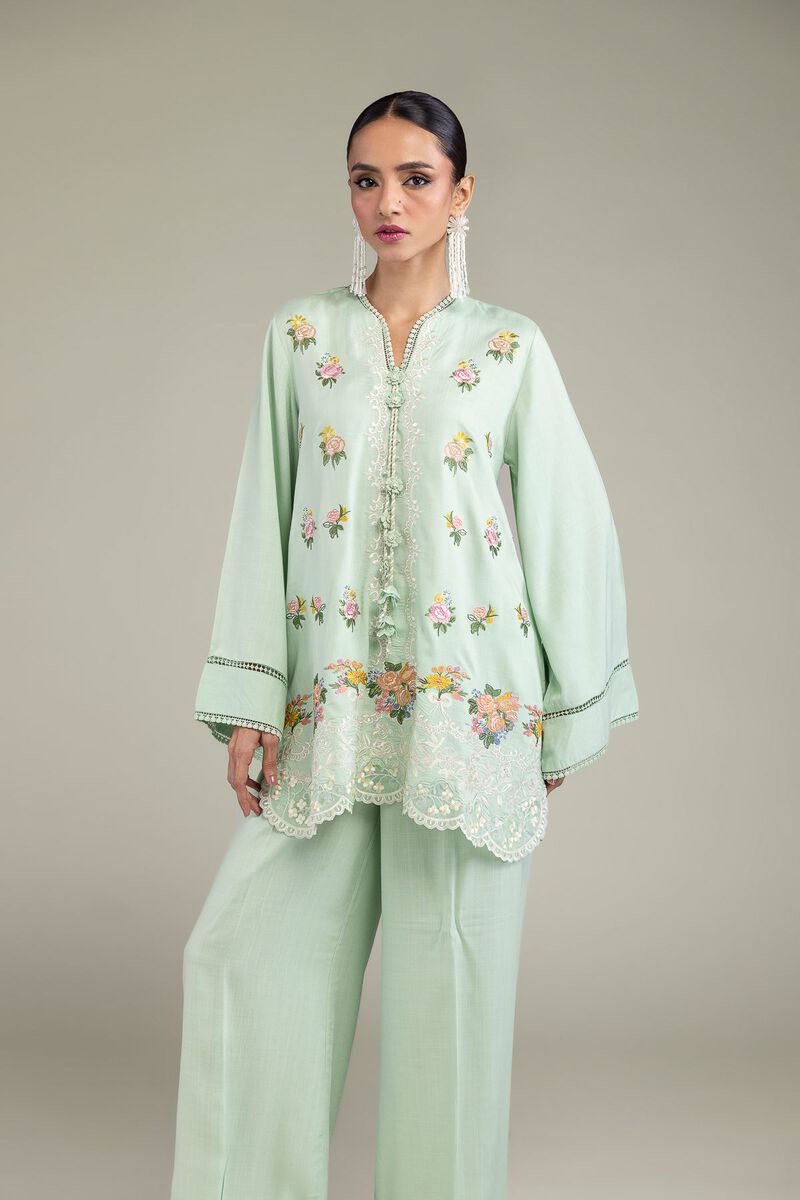 Mint Silk Kurta view 2
