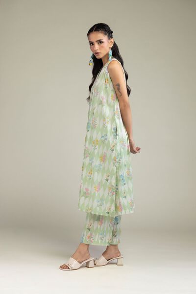 Floral Mint Pants, image 1