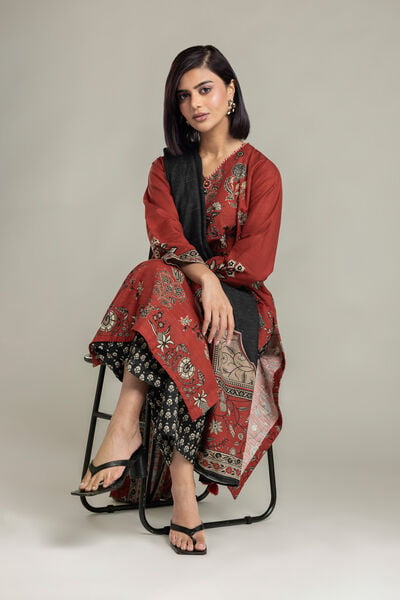 Printed Light Khaddar Tailored 3-Piece Set