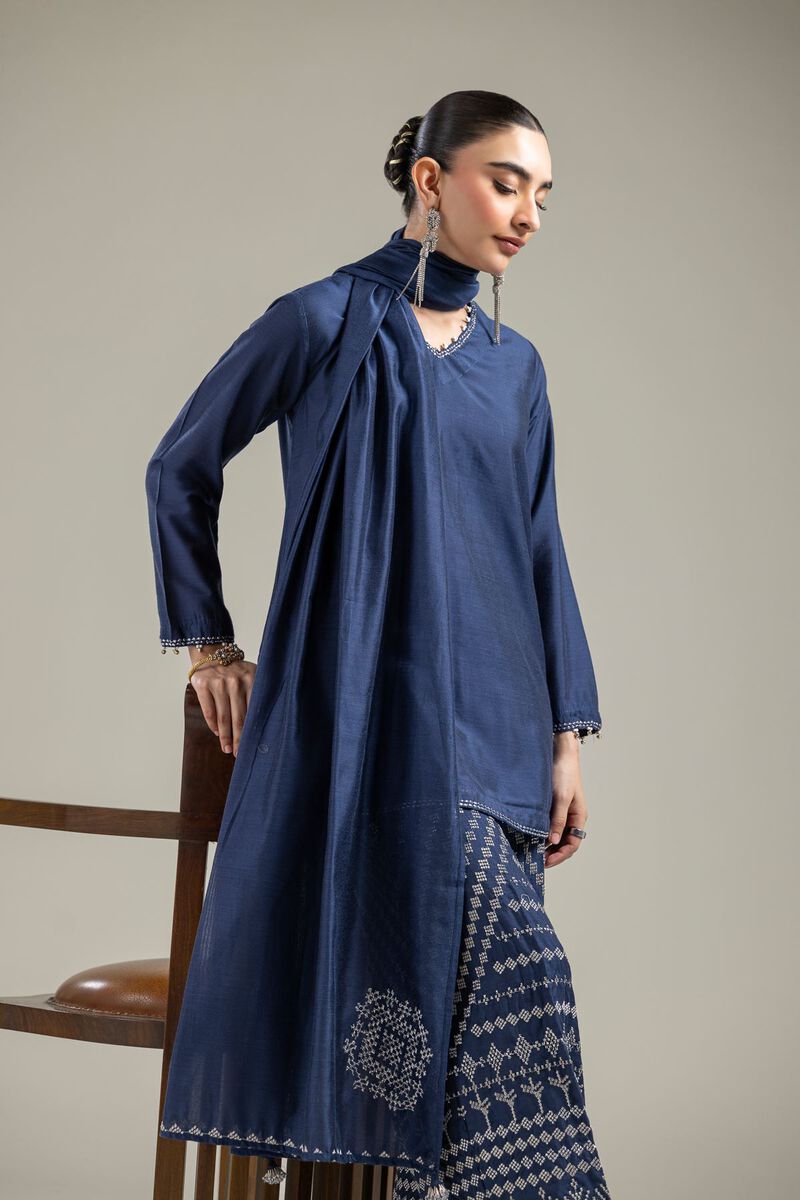 Navy V-Neck Kurta