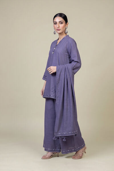 Embroidered Light Khaddar Solid Khaddar Pants