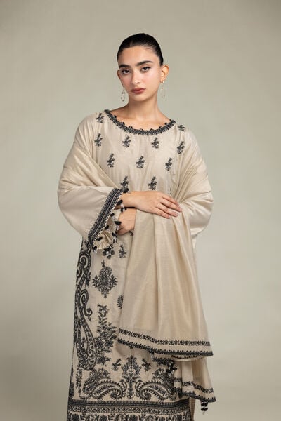 Floral Beige Dupatta, image 1