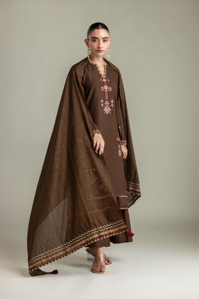 Embroidered Mesuri Brown Mesuri Dupatta
