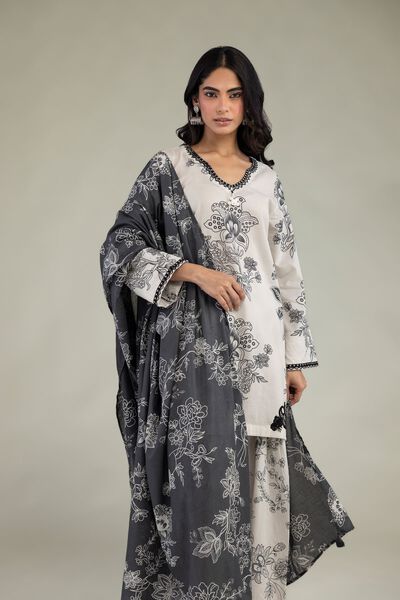 Gray Lawn Dupatta, image 1