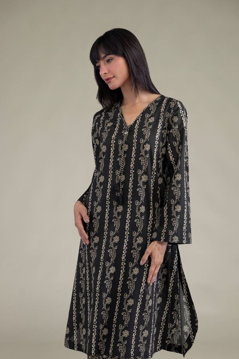 Black V-Neck Kurta