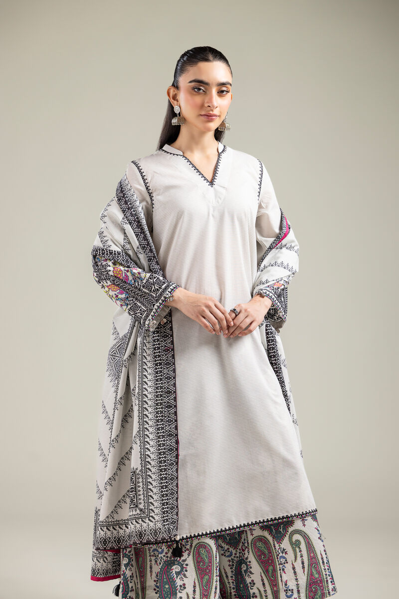 Geometric Off-White Dupatta