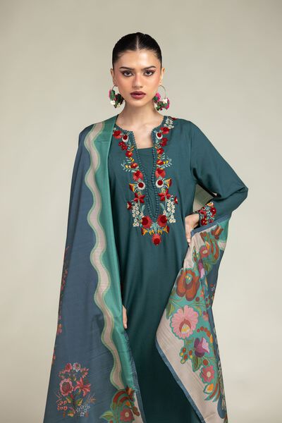 Floral Silk Dupatta, image 1