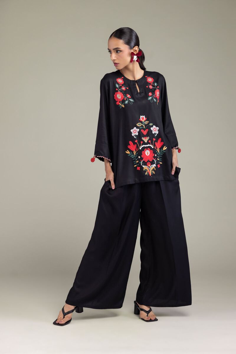 Black Viscose Trousers