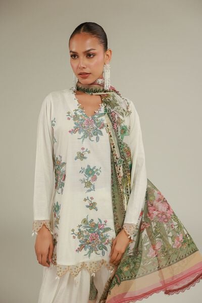 Floral V-Neck Kurta, image 1