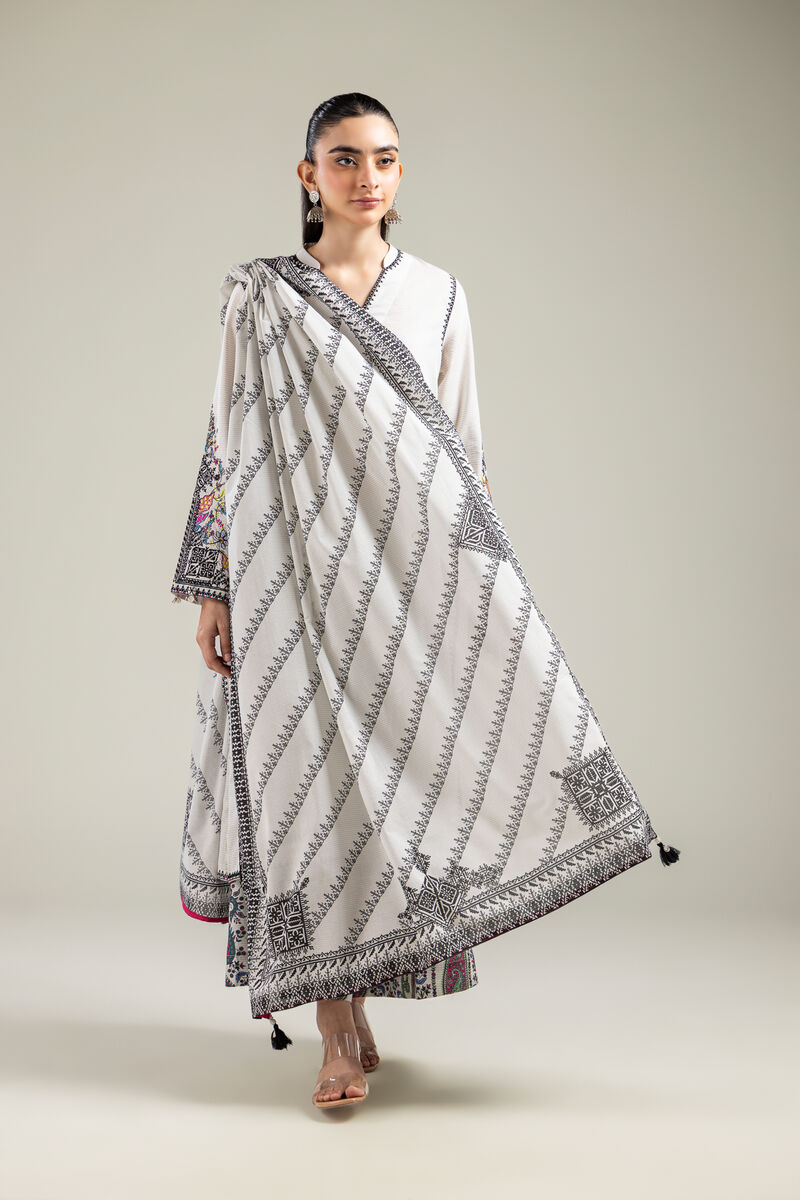 Geometric Off-White Dupatta