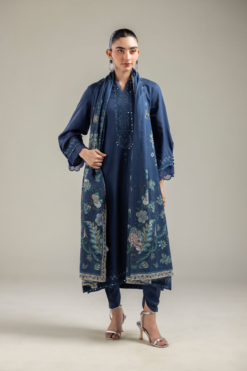 Navy Lawn Dupatta