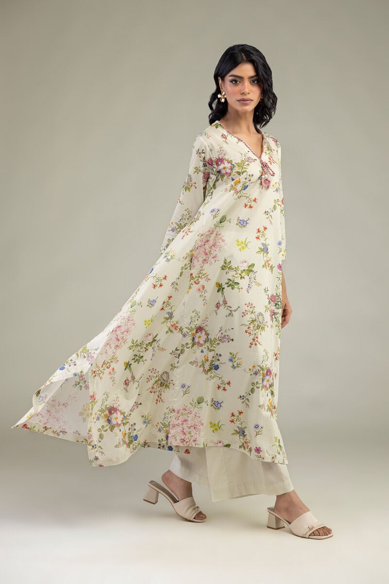 Floral V-Neck Kurta