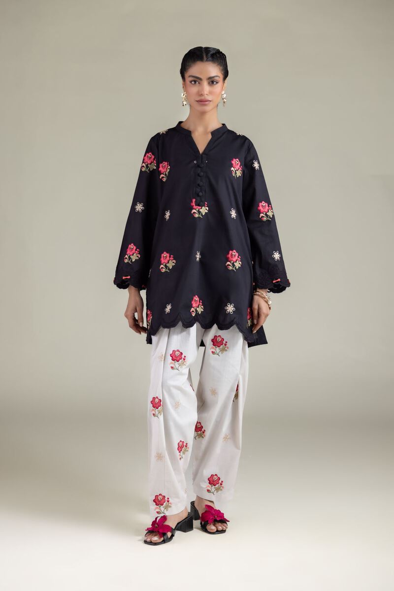 Floral V-Neck Kurta