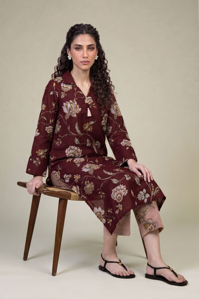 Printed Light Khaddar Floral Khaddar Kurta