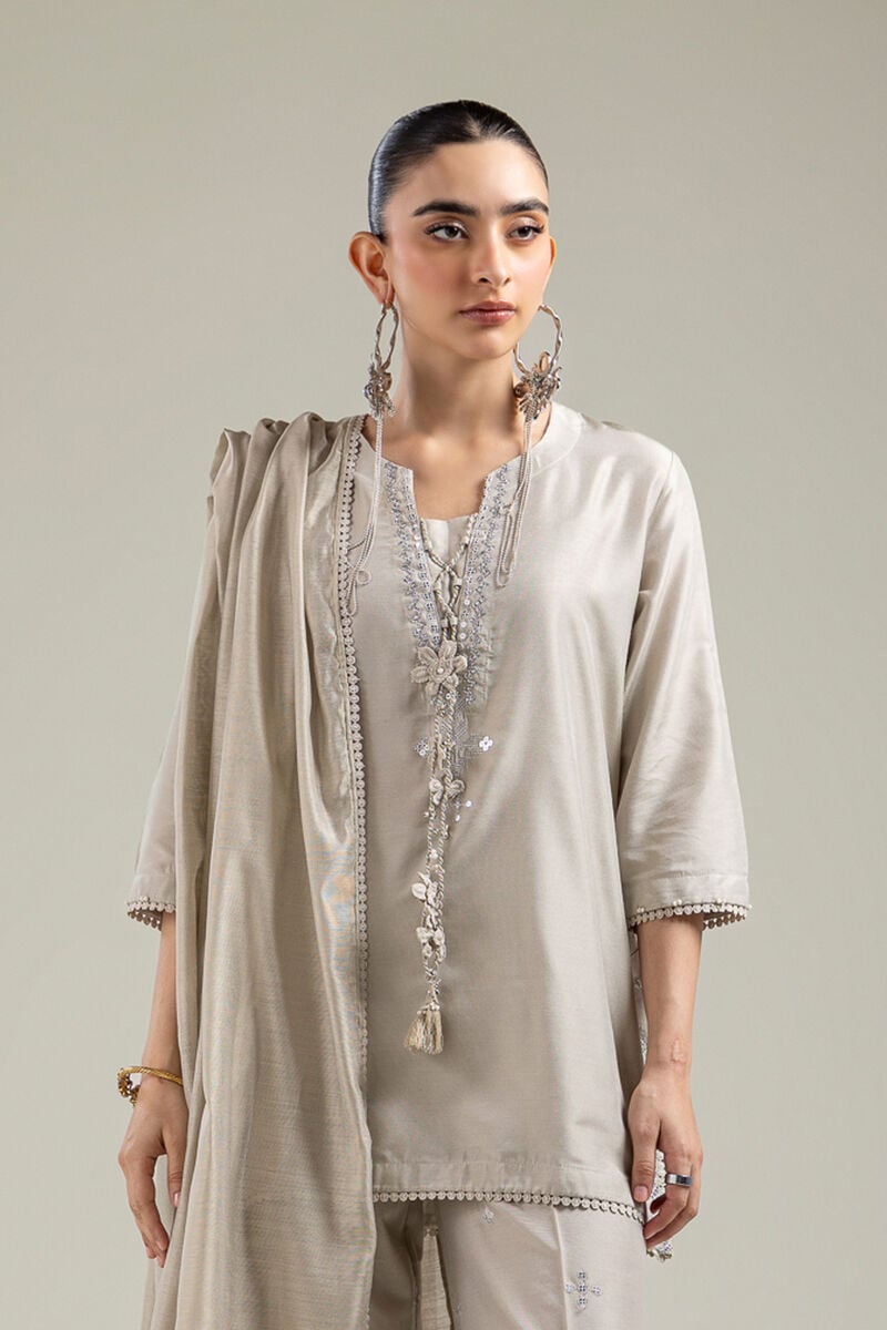 Beige Raw Silk Kurta