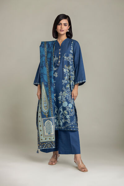 Printed Light Khaddar Fabrics 3 Piece