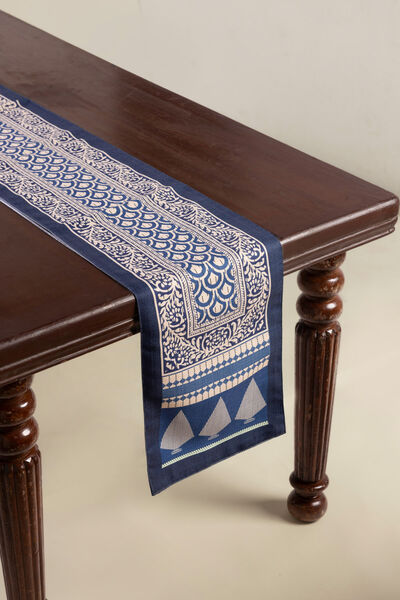Printed Polyester Jute 12x96in Table Runner
