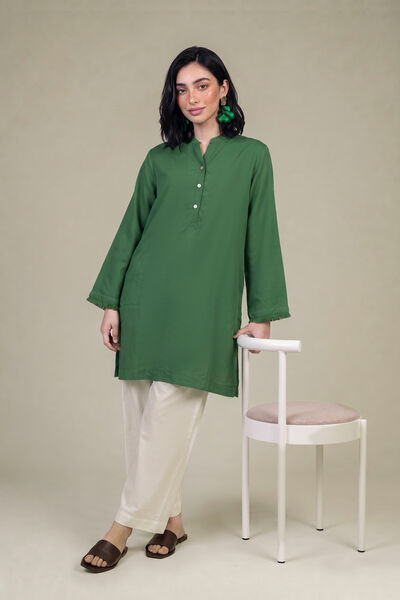 Dyed Viscose Solid Green Kurta