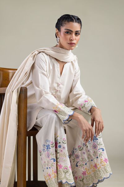 Floral V-Neck Kurta, image 1