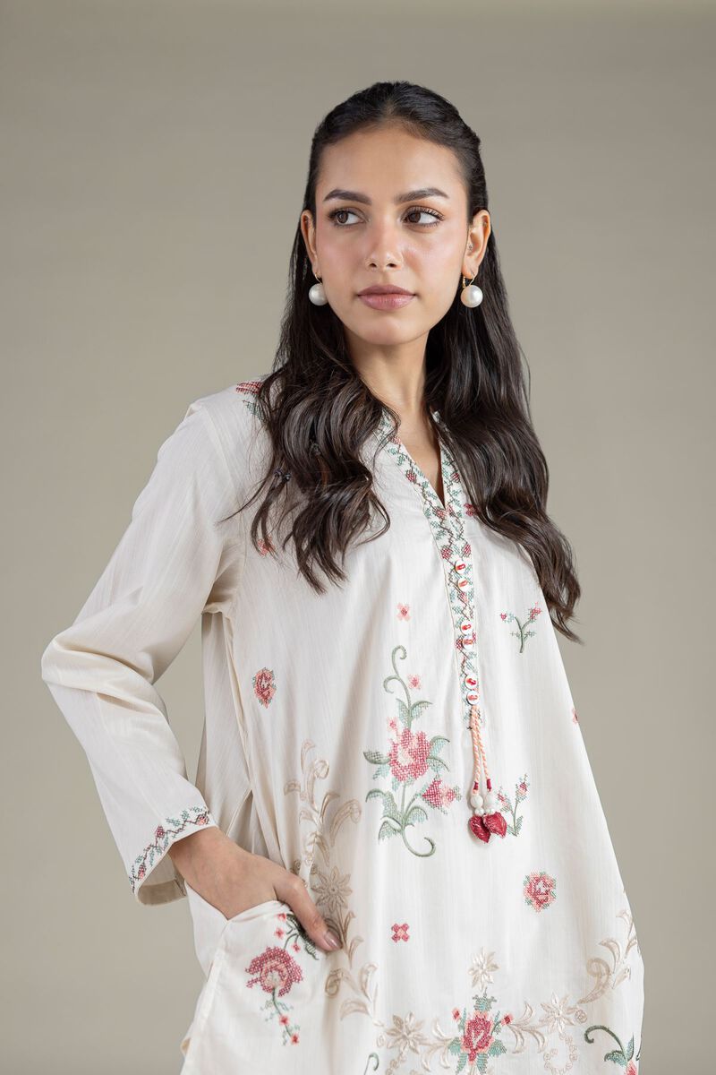 Floral V-Neck Kurta