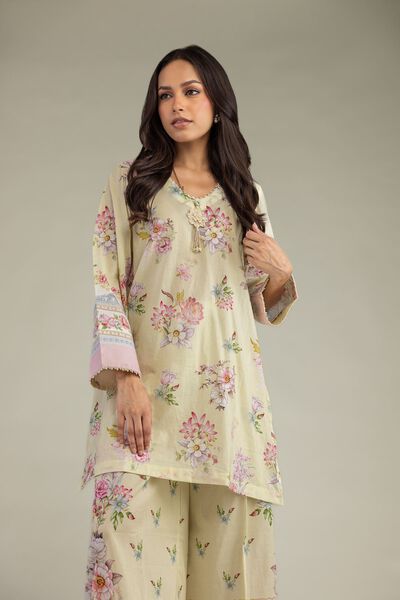 Printed Cambric Short Floral Kurta
