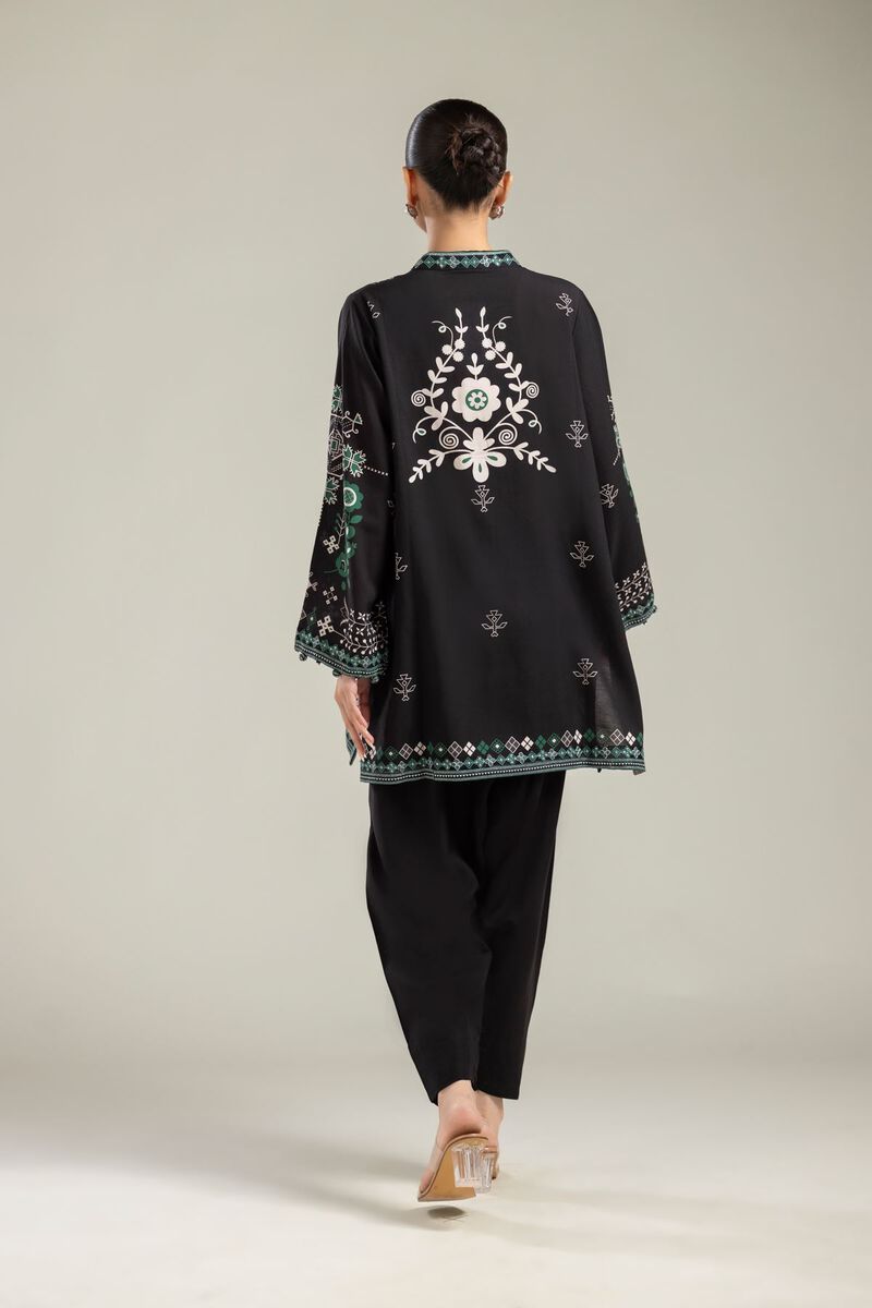 Black V-Neck Kurta