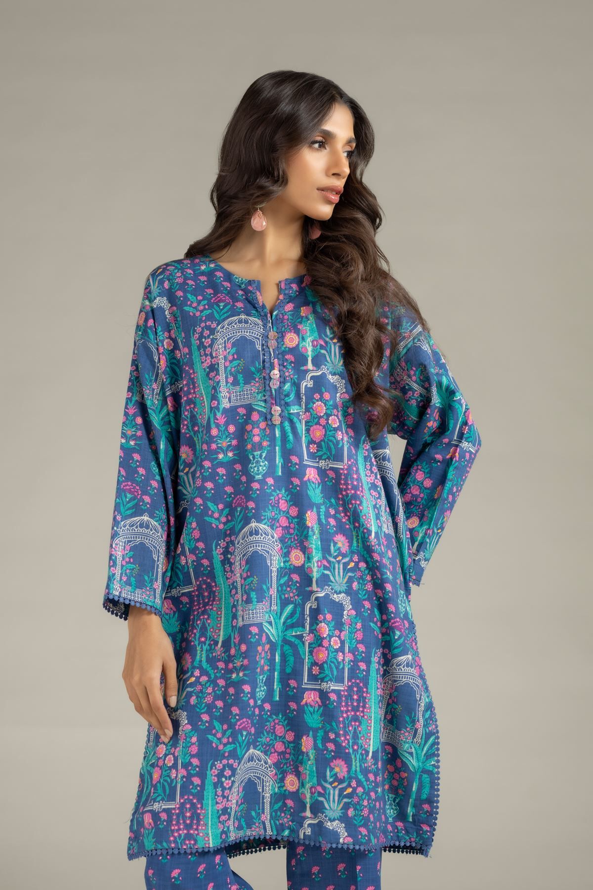 Buy Kurta | 3700.00 PKR | 25-04EX19-08TA-VG_MULTI | Khaadi Pakistan