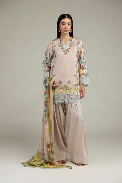Embroidered Cambric Fabrics 3 Piece