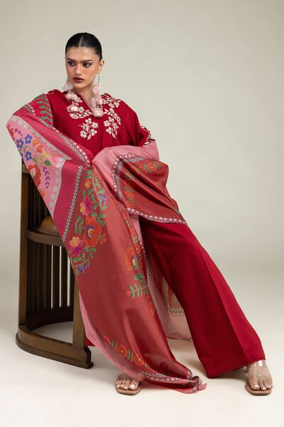 Red Floral Dupatta, image 1