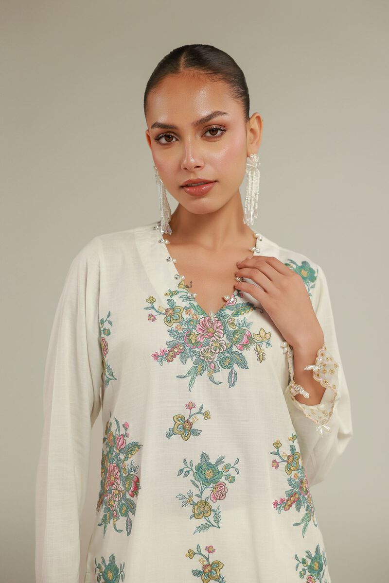 Floral V-Neck Kurta