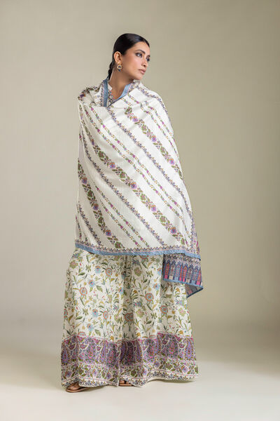 Embroidered Raw Silk Raw Silk Pants