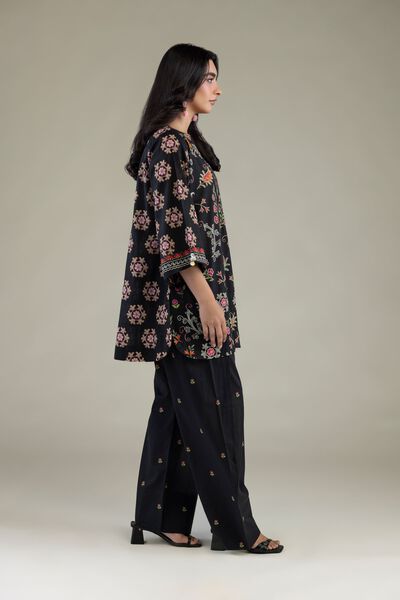 Printed Cambric Black Floral Shalwar