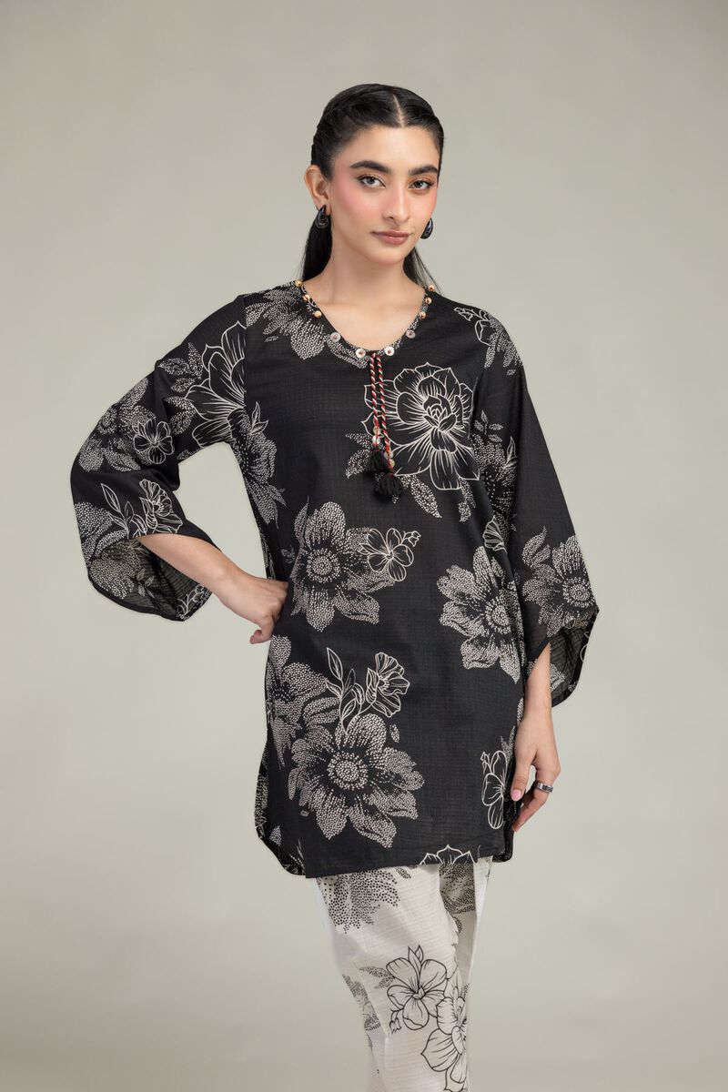 Black Floral Kurta