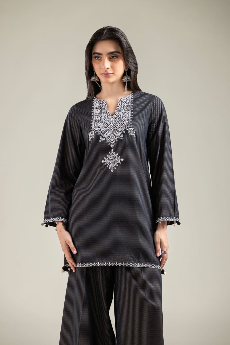 V-Neck Black Kurta
