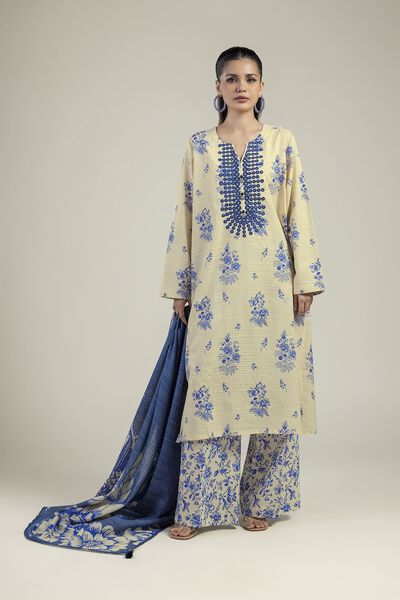 Embroidered Mesuri Dobby Fabrics 3 Piece