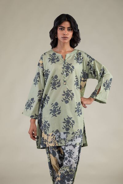 Embroidered Cambric Floral Short Kurta