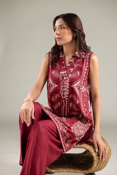 Sleeveless Wing-Collar Kurta, image 1