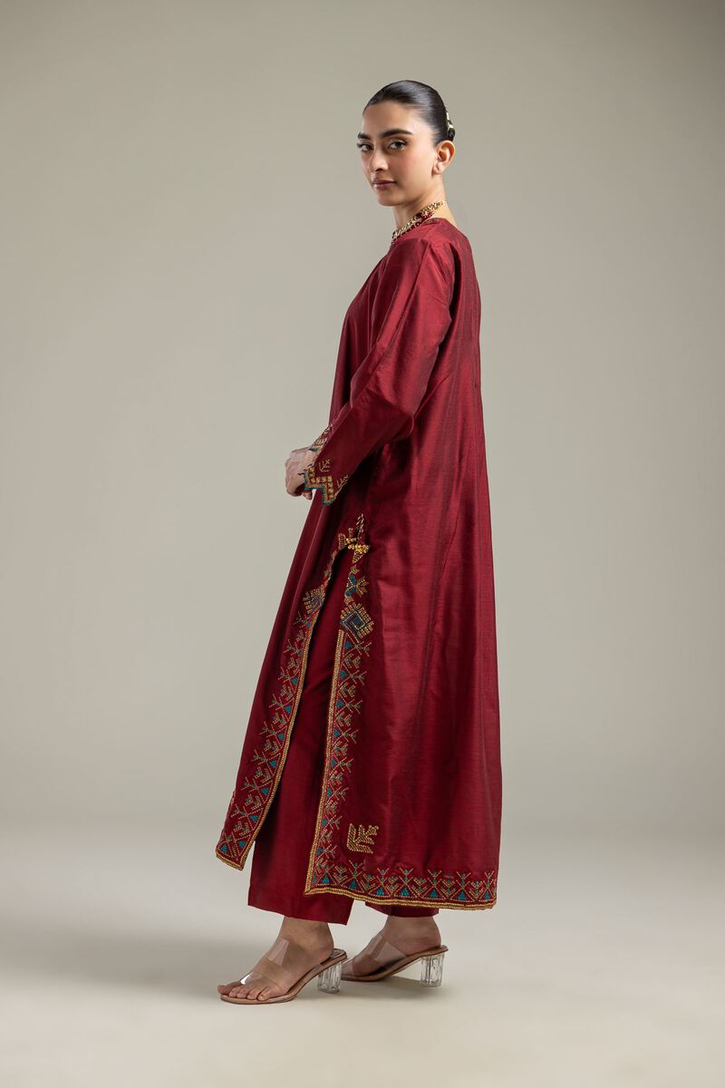 Silk Maroon Kurta