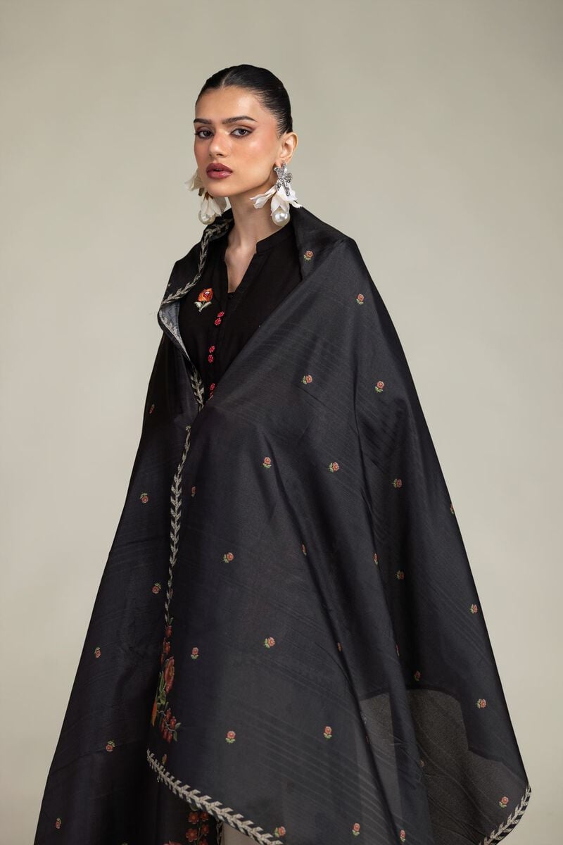 Black Floral Dupatta