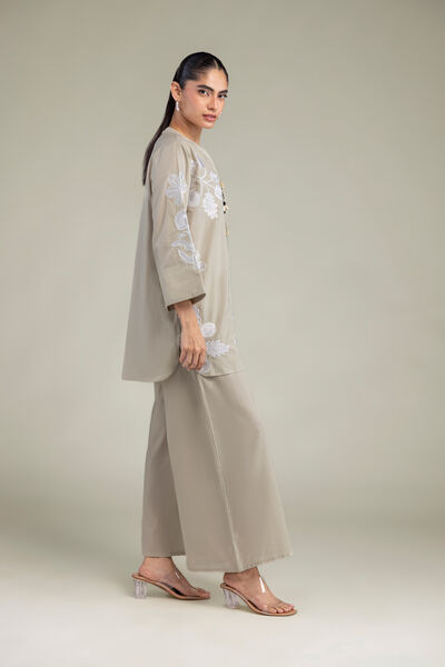 Dyed Cambric Beige Cambric Trousers